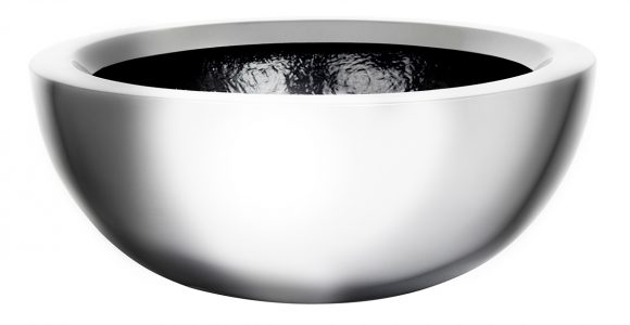 BOWL60 chrome effect planter by Europlanters Chrome effect bowl planter in GRP