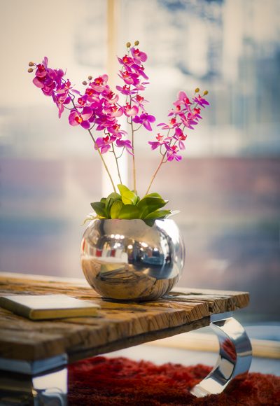 SPHERE 30 Chrome effect planter by europlanters SPHERE Chrome effect planter in GRP