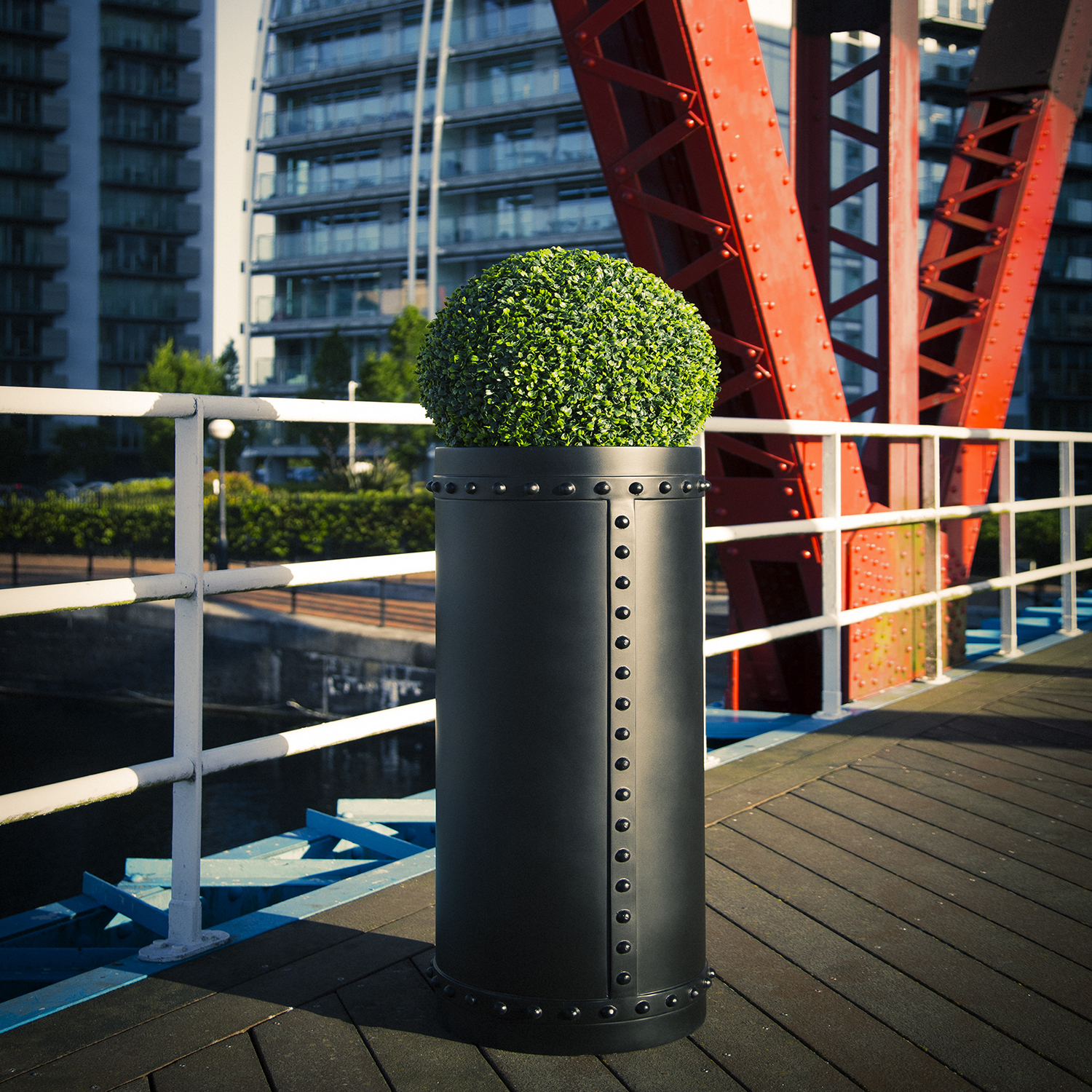 GRP Rivet Cylinder Planter industrial look