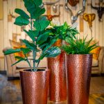 HAMMERED COPPER CONICAL GROUP PLANTERS