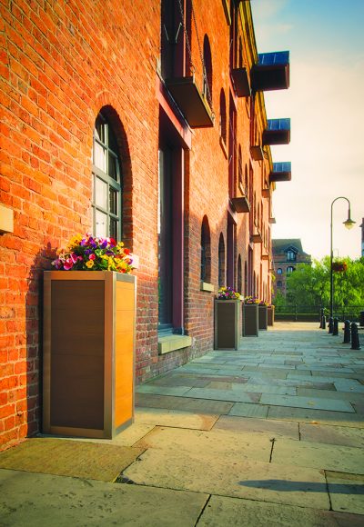 GRP WOOD EFFECT metal framed planter by Europlanters